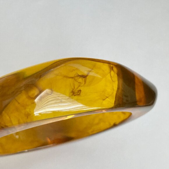 Vintage Lucite Acrylic Faux Honey Amber Tortoise Shell Bracelet Bangle Retro 8" - Picture 10 of 16